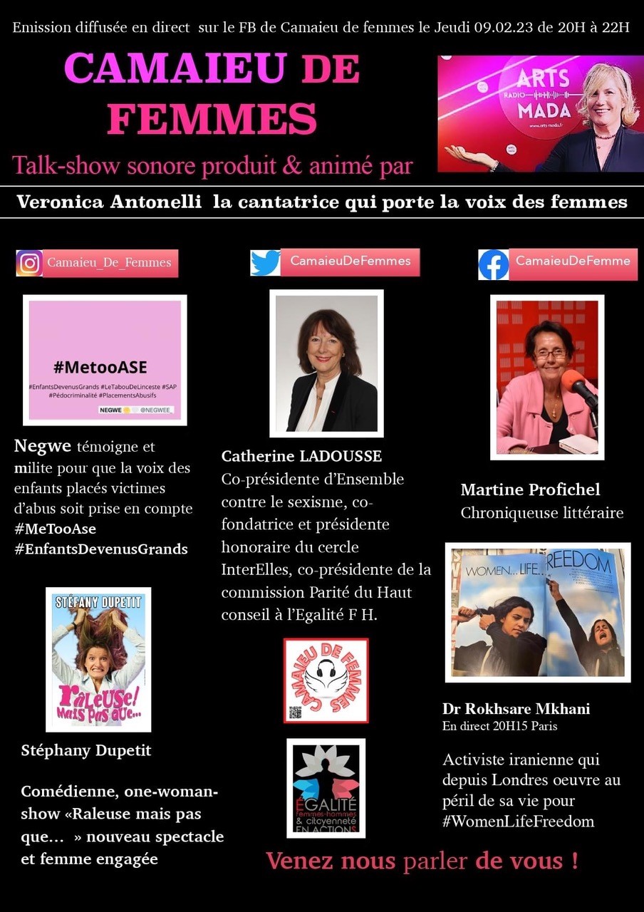 Affiche de l'émission Camaïeu de femmes présentée par Veronica Antonelli le 9 février 2023